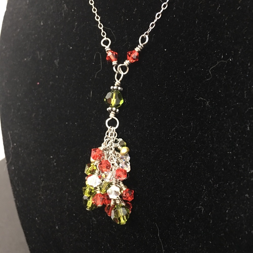 Girls Christmas Crystal Chandelier Necklace